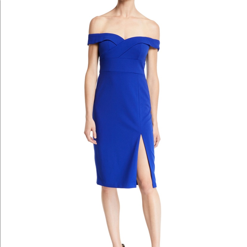 Aidan Mattox off the Shoulder royal blue dress